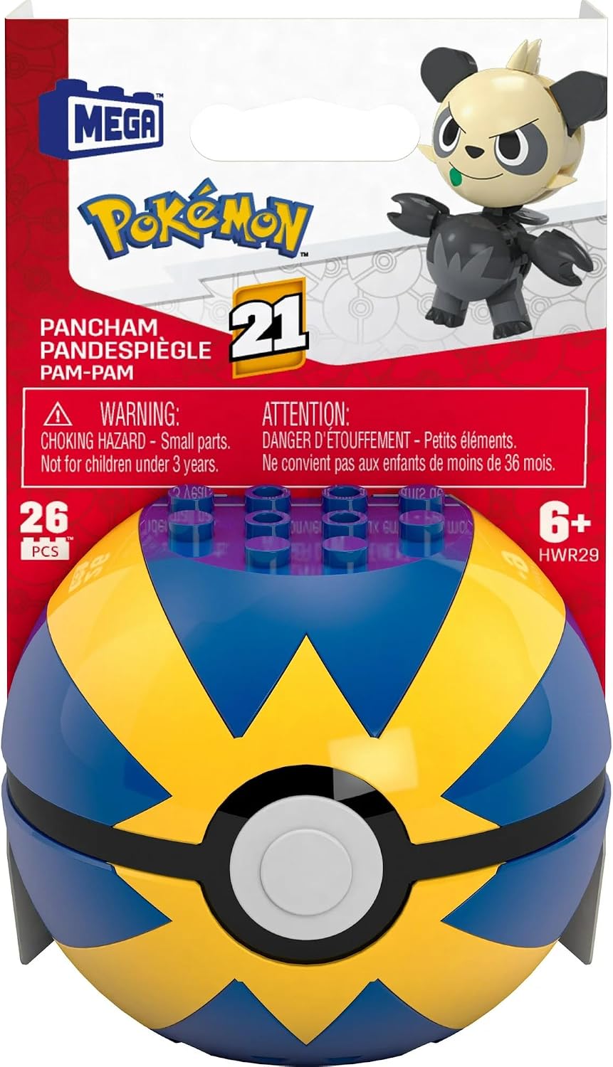 MEGA Kit de Montagem Pokémon Pancham, Figura de Ação Articulada (26 Peças) para Crianças