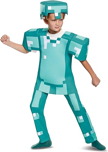 Disguise  Fantasia oficial de Minecraft de armadura de diamante de luxo para crianças - feita com material super macio - fantasias de Natal e Halloween para crianças, roupa de fantasia