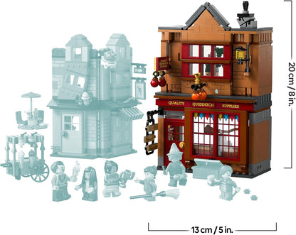 LEGO Conjunto Harry Potter Artigos de Quadribol de Qualidade e Sorveteria com 2 Brinquedos da Loja do Beco Diagonal, 6 Minifiguras e Acessórios, incluindo uma Vassoura Nimbus 2000 - Presente para Meninos e Meninas a partir de 8 Anos - 76452