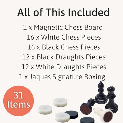 Jaques of London Jogo de Xadrez Magnético | Jogo de Xadrez de Viagem | Tabuleiro de Xadrez Dobrável e Peças de Xadrez | Jogos de Xadrez de Qualidade | Desde 1795