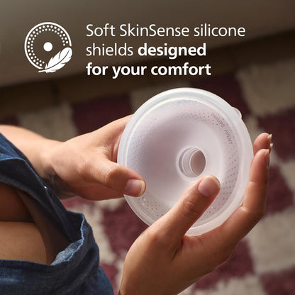 Philips Avent Protetores de Seios Grandes (28 mm) e Encaixes (26 mm) para Bomba Tira-Leite Elétrica, Protetores SkinSense Exclusivos, Compatível com Copos Coletores Mãos-Livres, SCF552/11