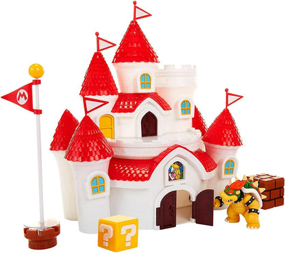 Nintendo Playset do Castelo do Reino Cogumelo da, oficialmente licenciado pela Jakks Pacific, inclui figura de ação exclusiva do Bowser de 6 cm (2,5") e acessórios, além de um pôster de parede.