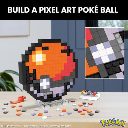 MEGA Brinquedo de Montar Pokémon com Figura de Ação, Pokébola com 381 Peças, 15 cm de Altura, para Colecionadores
