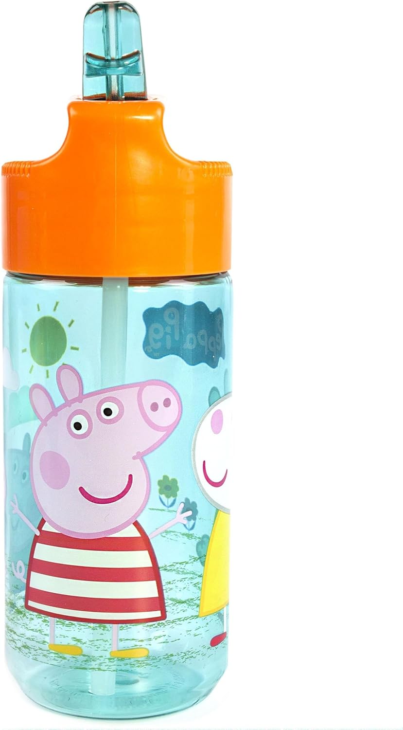 Peppa Pig Conjunto de lancheira para crianças | Bolsa de comida escolar, garrafa de água e pote de lanche | Aventura com George Pig, Rebecca Rabbit, Suzy Sheep | Conjunto de almoço leve a aventura da Peppa para todos os lugares