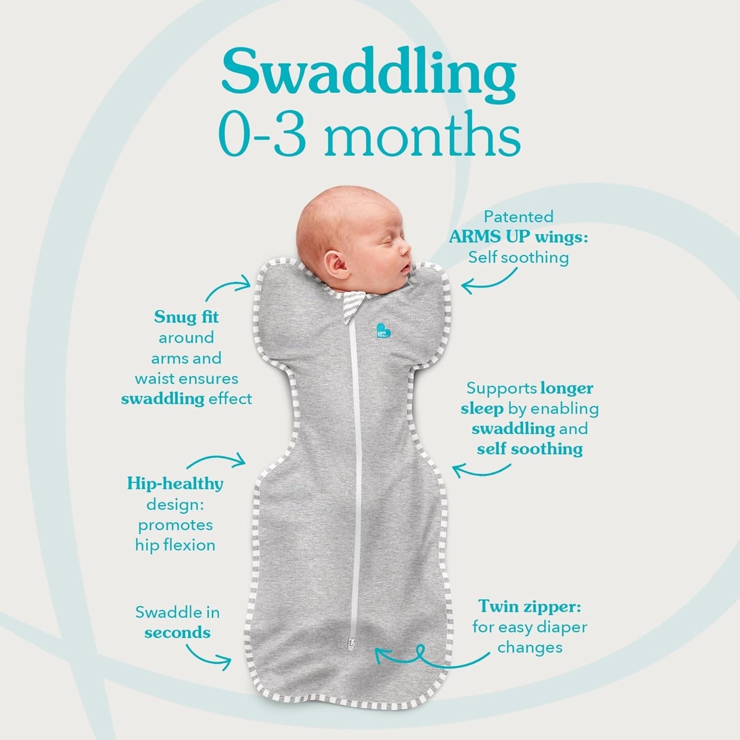 Love To Dream™ Swaddle UP™, Tamanho Pequeno (3,5–6 kg) – Rosa | Ajuste perfeito, promove um sono saudável | 1.0 Tog Ideal para primavera e verão (20–24 °C) | Algodão lavável à máquina com zíper duplo