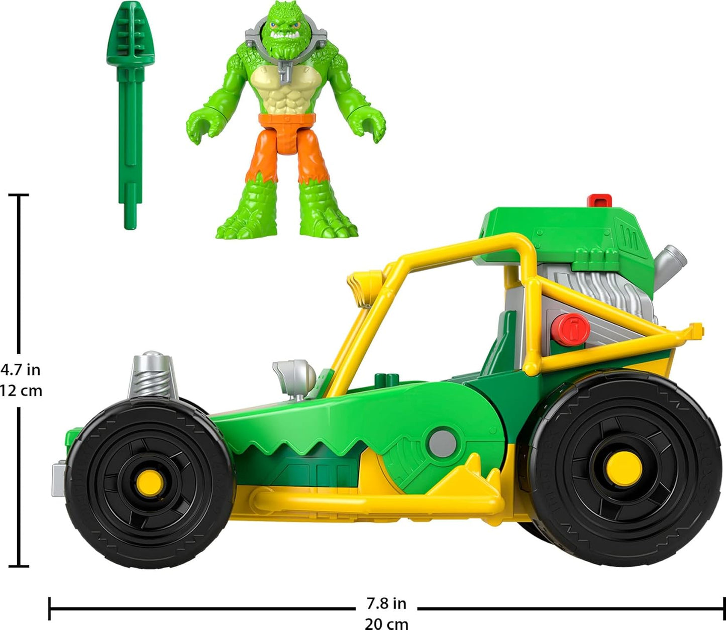 Fisher-Price DC Super Friends Figura do Crocodilo Assassino e Carrinho de Brinquedo com Lançador de Projéteis para Brincadeiras de Faz de Conta na Pré-Escola, HML05