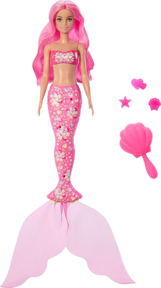 Barbie Color Reveal Série Sereia Boneca e Acessórios com 6 Surpresas Incluindo Mudança de Cor e Pingentes (Os Estilos Podem Variar), JMW61