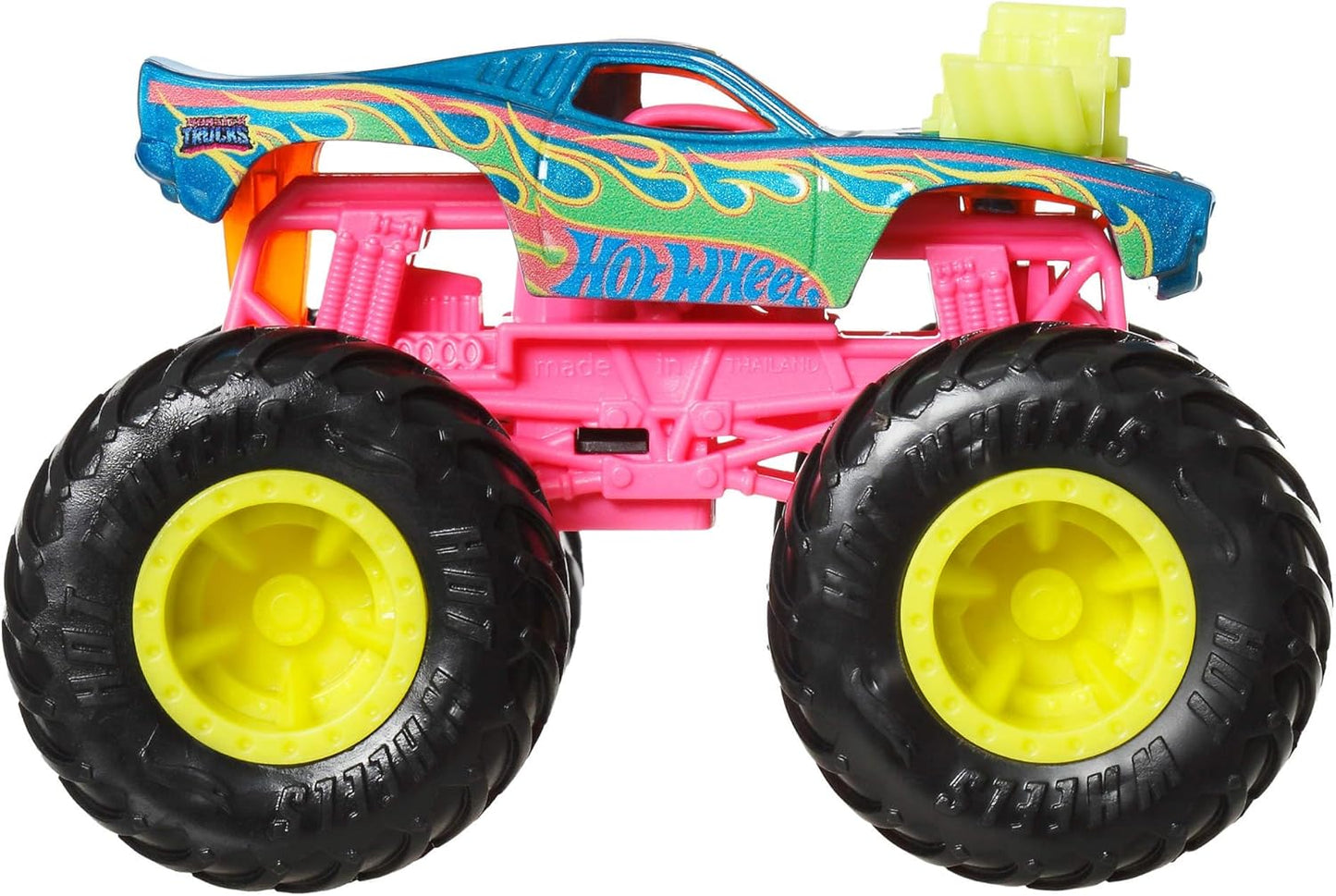 Hot Wheels Monster Trucks, Caminhões de Brinquedo Monster Trucks em Escala 1:64, Conjunto de 4, Rodas Gigantes, Personagens Favoritos e Designs Incríveis, JGD65