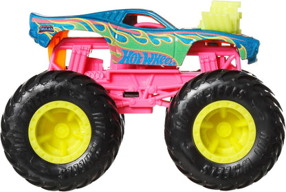 Hot Wheels Monster Trucks, Caminhões de Brinquedo Monster Trucks em Escala 1:64, Conjunto de 4, Rodas Gigantes, Personagens Favoritos e Designs Incríveis, JGD65