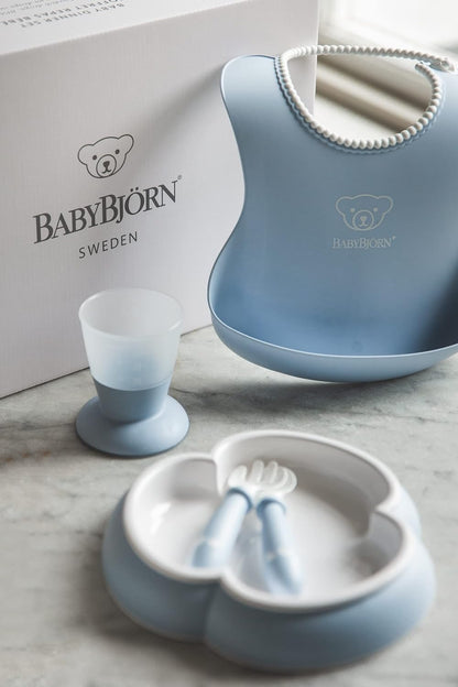 BabyBjörn Conjunto de jantar para bebê, 5 peças, azul claro