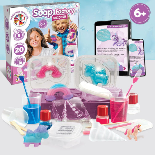 Science4you Dinosaur Lab Kit para fazer sabão Sabonetes próprios Dino, kits de artesanato de dinossauro que brilham no escuro, Science4you Unicorn Lab Kit para fazer sabão, sabonetes próprios Unicorn Glow-in-The-Dark