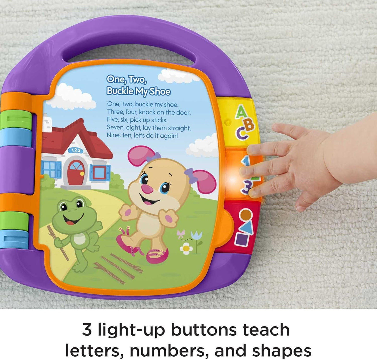 Fisher-Price Brinquedo educativo com histórias, rimas, luzes e música para bebês e crianças pequenas, versão em inglês britânico "Laugh & Learn", CDH26