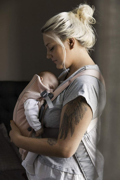 BabyBjörn Canguru Mini, em malha 3D, rosa perolado