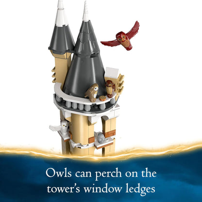 LEGO Harry Potter Hogwarts Castle Owlery, juguete de construcción para niños, niñas y niños a partir de 8 años, juego de rol que incluye 3 minifiguras de personajes, más 4 figuras de búhos, idea de regalo del Mundo Mágico 76430
