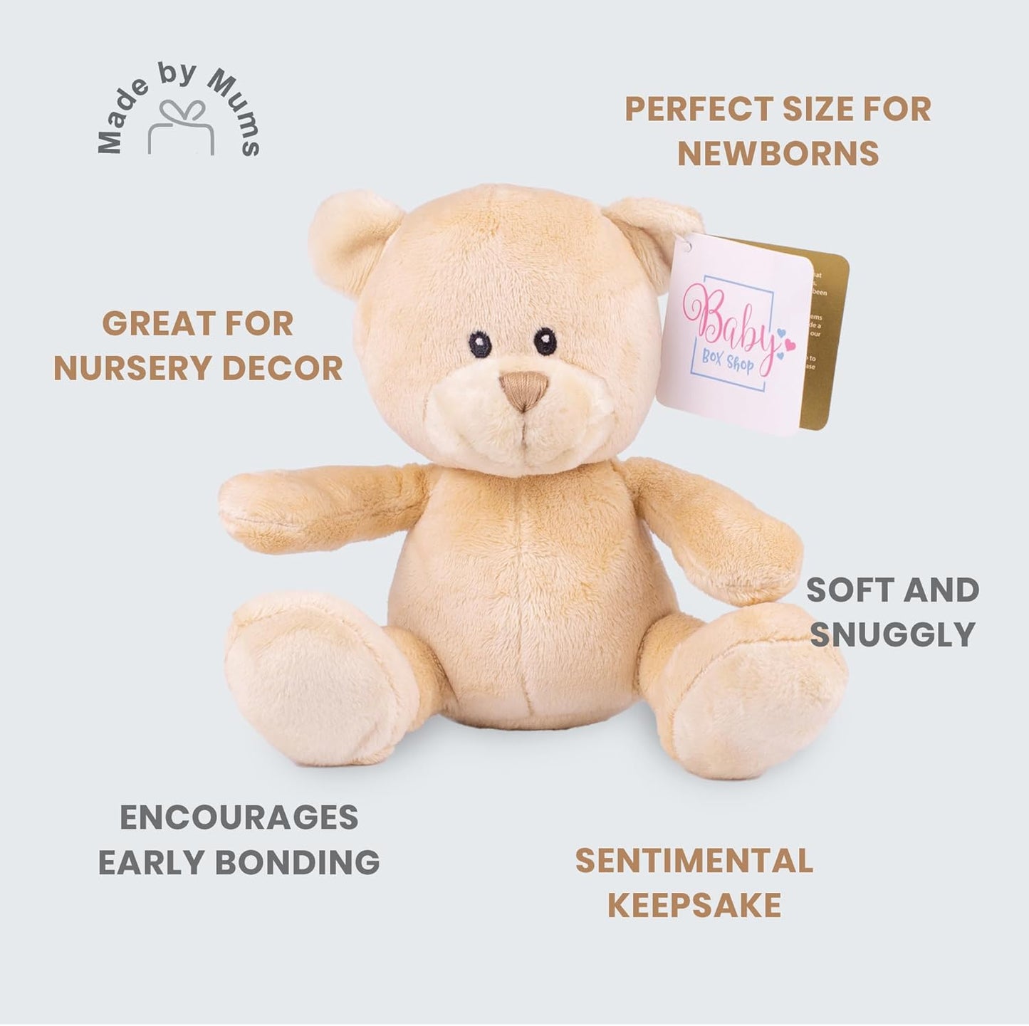 Baby Box Shop - Presentes personalizados para bebês unissex - Manta de bebê personalizada bege, azul, rosa e body de bebê personalizado com ursinho de pelúcia para bebê, ideal como presente de chá de bebê unissex e presente de batizado