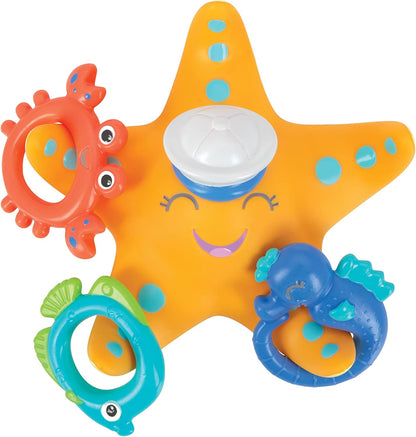 Nuby Brinquedo de banho flutuante Starfish Hoopla – Inclui 3 anéis de arremesso | Sem BPA | Adequado para idades de 18 meses ou mais