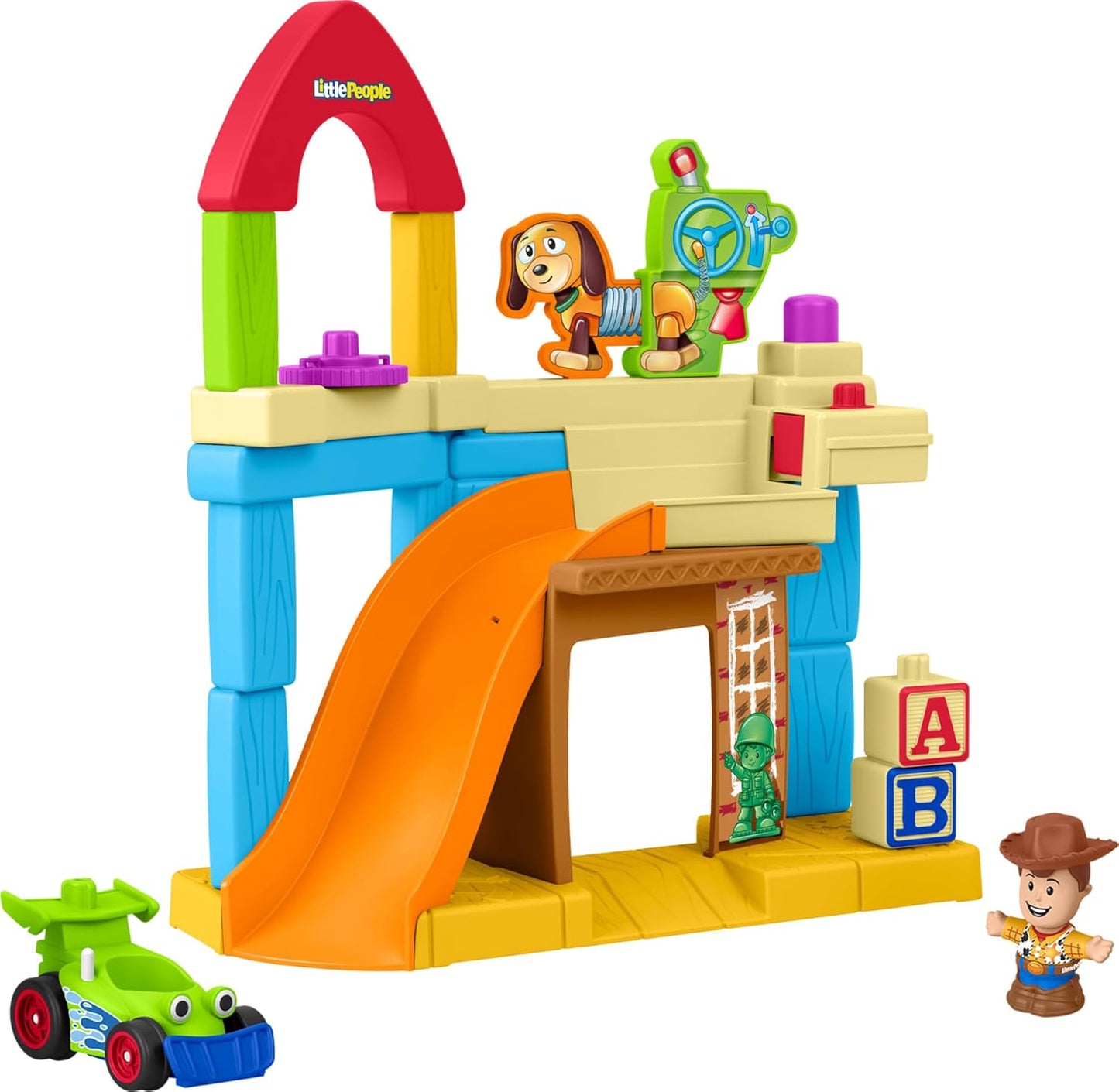 Fisher-Price Brinquedo Infantil Little People Disney & Pixar Toy Story Quarto do Andy com Figura do Woody e Veículo de Controle Remoto para Crianças a partir de 18 Meses, JKB05