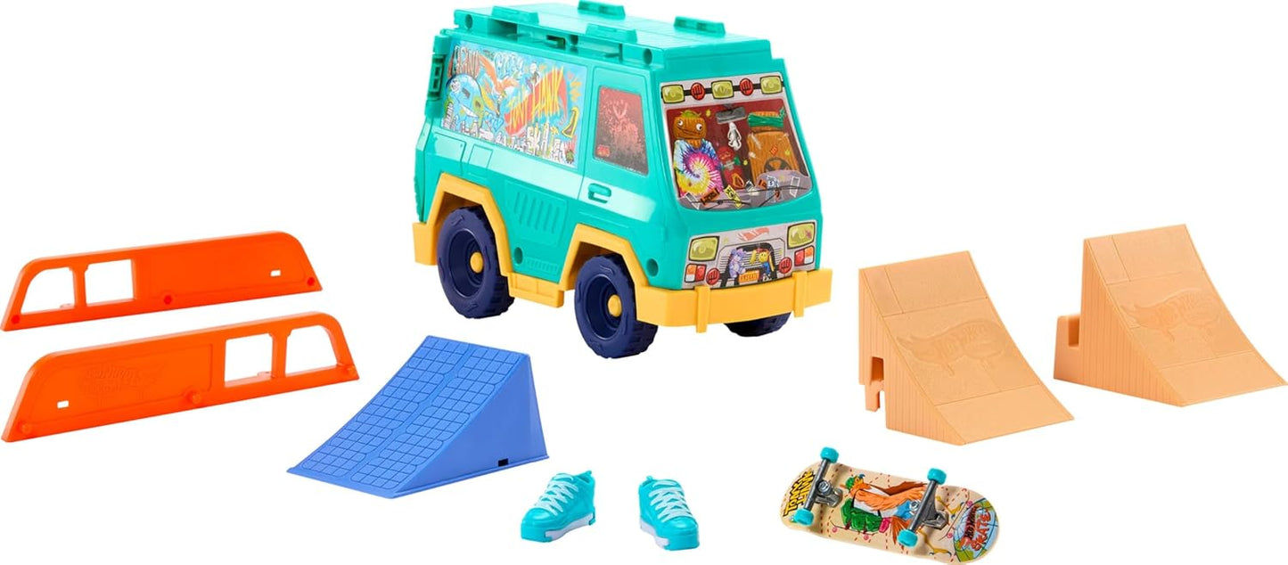 Hot Wheels Skate Fingerboard Playset, Skate Van, desenvolvido em colaboração com Tony Hawk, com skate de dedo exclusivo e um par de tênis de skate removíveis, JGG91