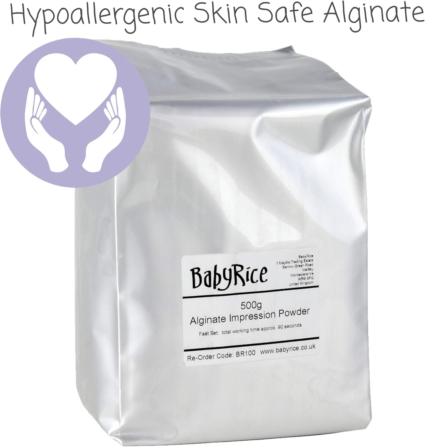 BabyRice Kit de yeso grande para manos y pies de bebé, en caja, incluye pintura metálica (plateado)