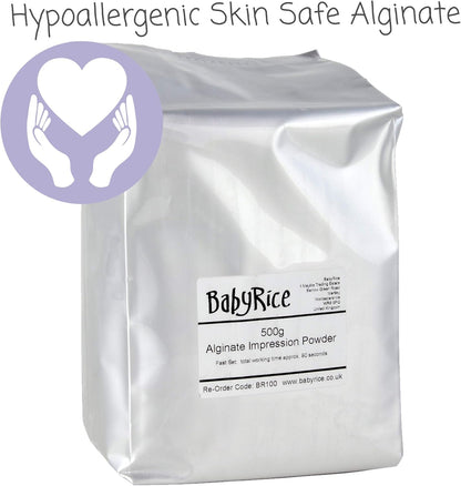 BabyRice Kit de yeso grande para manos y pies de bebé, en caja, incluye pintura metálica (plateado)