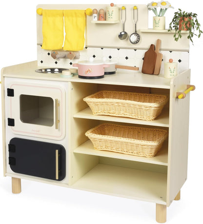 Janod - Cozinha infantil grande de madeira equipada com 2 fornos, Janod - Cozinha infantil de madeira equipada com forno, anod - Kitchenette infantil de madeira - Cozinha de brincar compacta para crianças - Equipada com forno