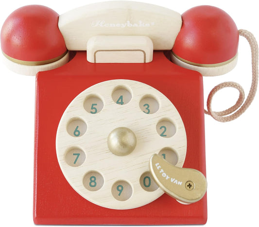 Le Toy Van - Juguete de juego de rol de teléfono de madera vintage | Los niños o niñas fingen jugar con juguetes y comida, a partir de 3 años.