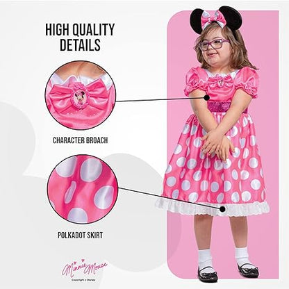 DISGUISE Fantasia adaptativa oficial da Minnie Mouse rosa da Disney, fantasias adaptativas para crianças