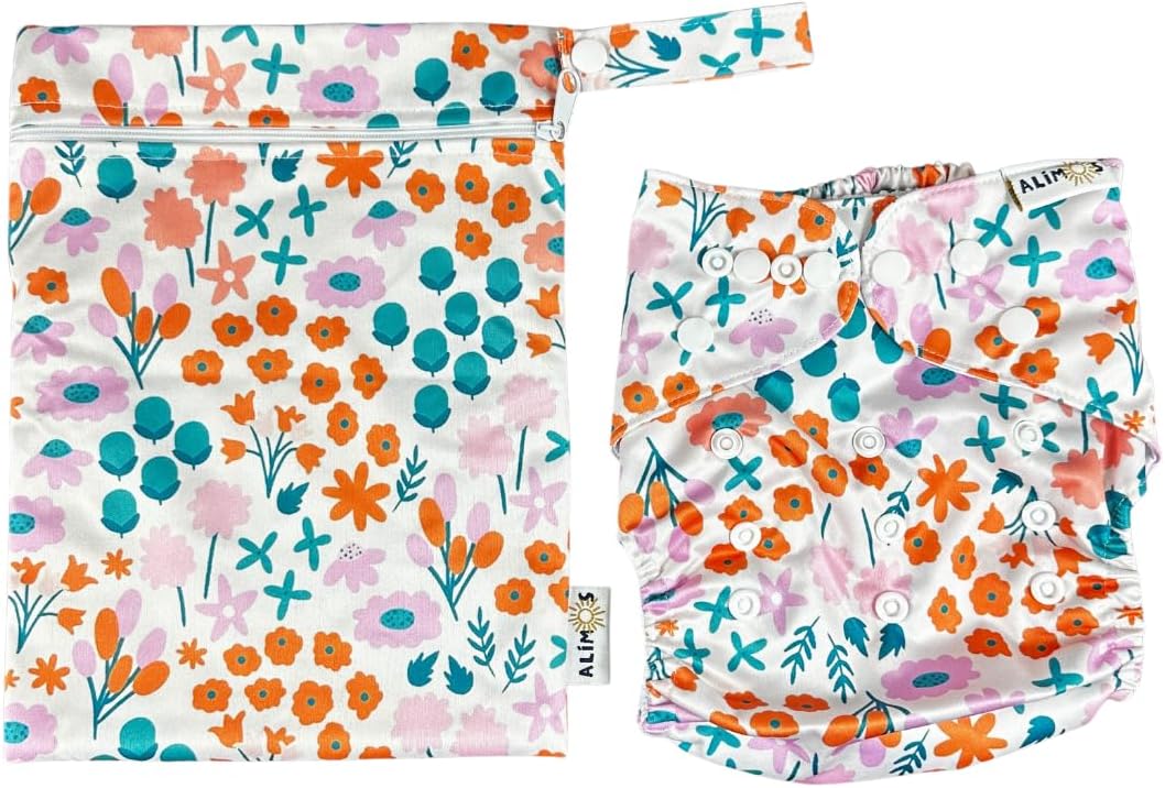 Alimos Fralda de natação bolsa impermeável lavável e reutilizável para bebê feliz