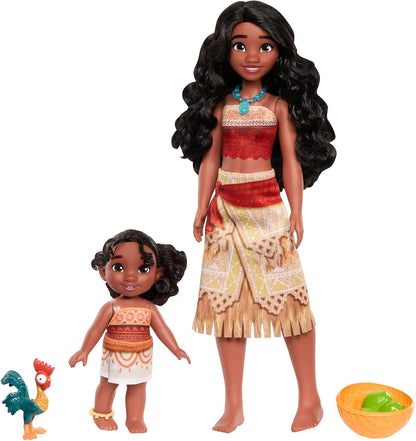Mattel Conjunto de Irmãs Disney Moana 2 da com 2 Bonecas Fashion e Acessórios | Bonecas Articuladas Moana e Simea com Roupas Características Removíveis, Figura do Animal Heihei e Acessórios, JBT41
