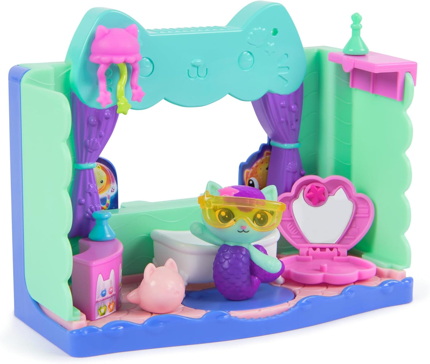 Gabby's Dollhouse: O Filme, o Banheiro Incrível do Spa da MerCat, Figura de Brinquedo, Acessórios para Casa de Bonecas e Brinquedo Surpresa, Brinquedos Infantis para Meninas e Meninos a partir de 3 Anos
