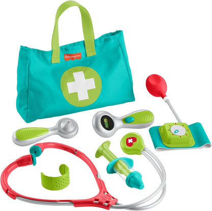 Kit Médico de Brinquedo Fisher-Price para Crianças em Idade Pré-Escolar, 7 Peças, Bolsa de Médico, Brinquedo para Vestir, para Crianças a partir de 3 Anos, HYH26