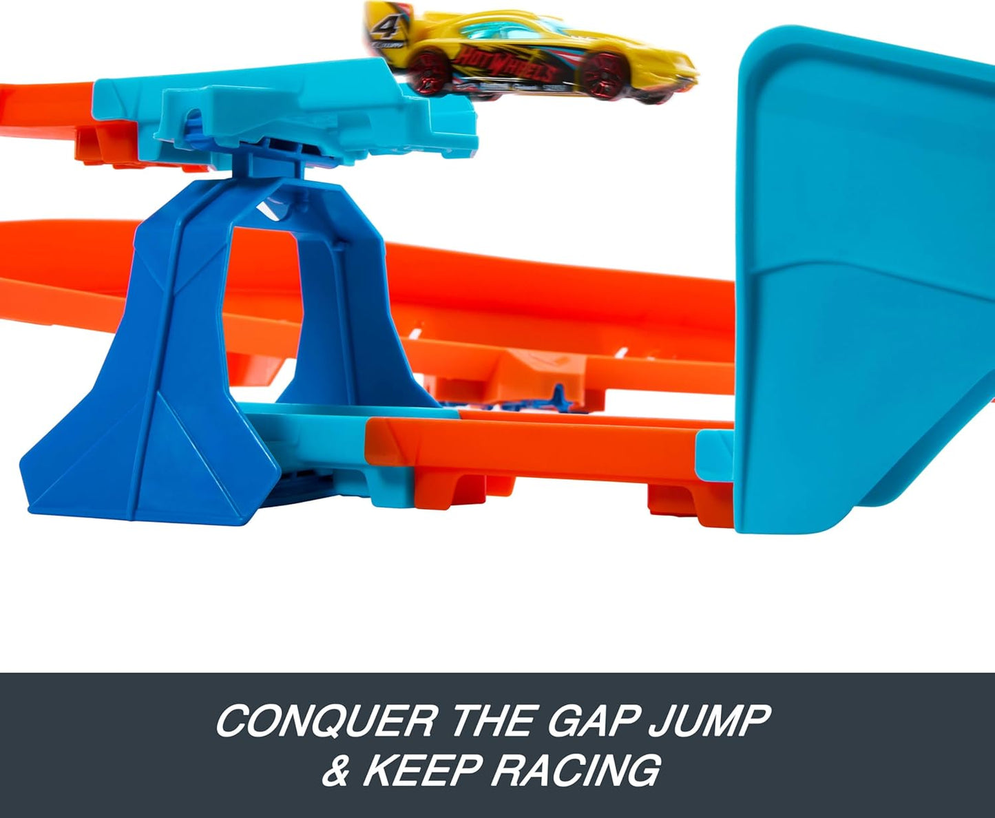 Conjunto de Pista de Carrinhos Hot Wheels, Caixa de Construção Deluxe com Impulsor Motorizado, Veículo em Escala 1:64, Pista Speed Snap, Pista de Salto com Impulso, JDB49