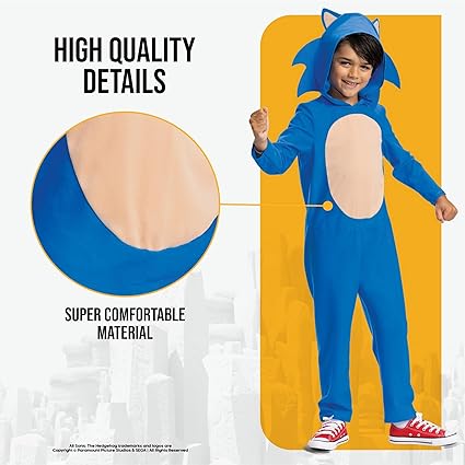 DISGUISE Fantasia infantil oficial da SEGA Sonic, fantasia do Sonic The Hedgehog, traje do Sonic, fantasias do Dia Mundial do Livro para meninos