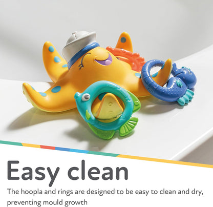 Nuby Brinquedo de banho flutuante Starfish Hoopla – Inclui 3 anéis de arremesso | Sem BPA | Adequado para idades de 18 meses ou mais
