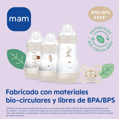 MAM Kit Presente para Recém-Nascido Inclui: 2 Mamadeiras Anticólicas de 160 ml, 1 Mamadeira Anticólica de 260 ml, 1 Chupeta Original Start, 1 Prendedor de Chupeta, a partir de 0 meses, Rosa