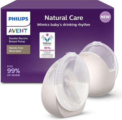Philips Bomba tira-leite elétrica dupla, vestível e com as mãos livres Avent Natural Care – imita o ritmo de sucção do bebê, protetor mamário SkinSense para máximo conforto, potência de nível hospitalar, modelo SCF495/11