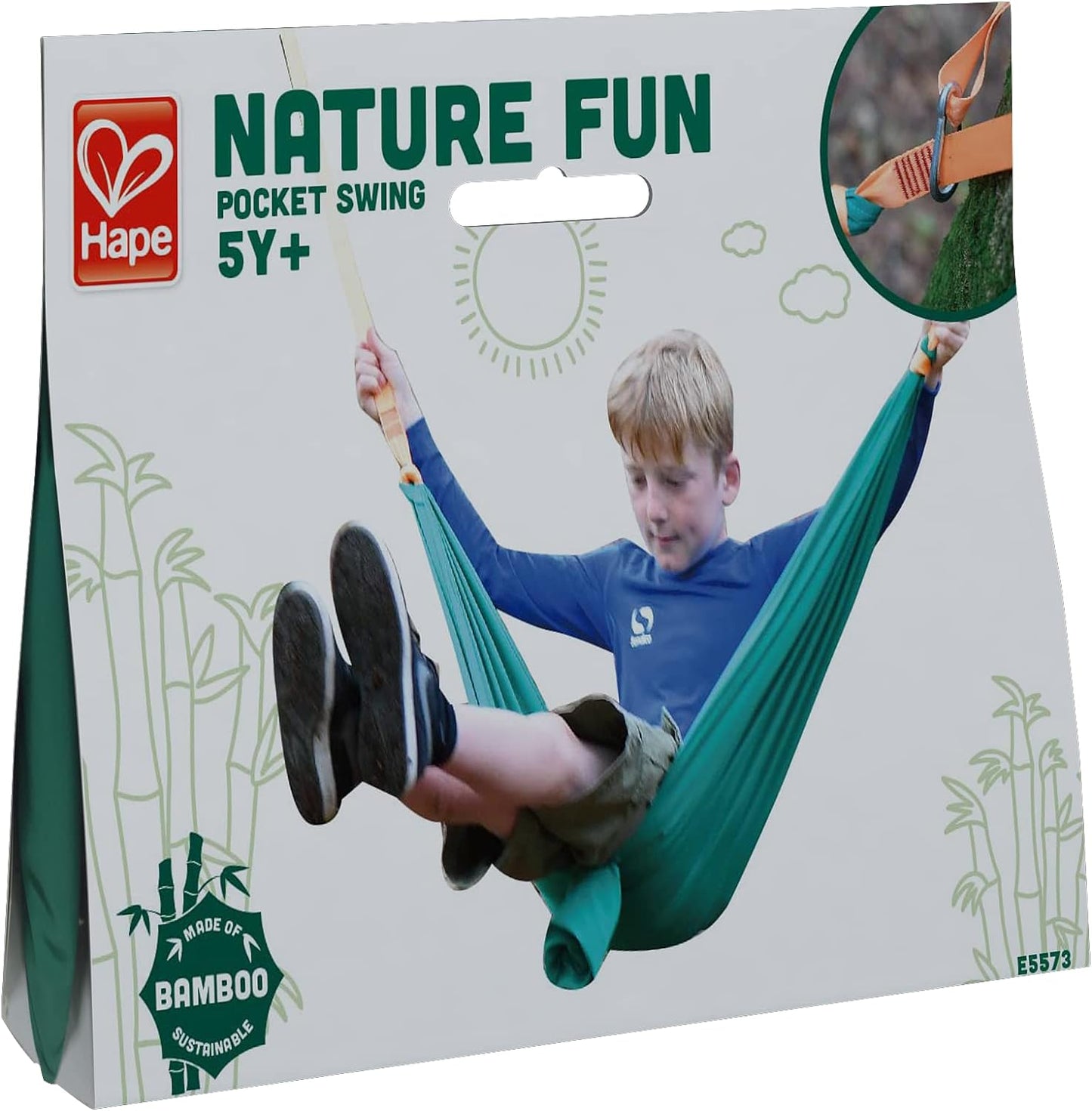 Columpio, Columpio de bolsillo Hape para niños y adultos (Serie de juguetes al aire libre Nature Fun). 5 años +