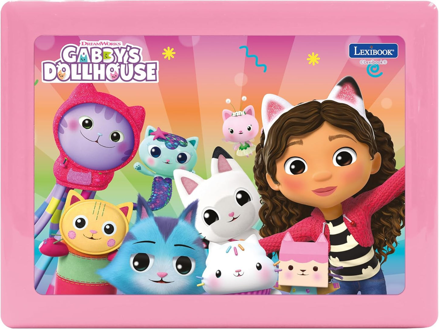 LEXIBOOK, Casa de Bonecas da Gabby, Computador educativo bilíngue INGLÊS/FRANCÊS, Brinquedo para crianças com 124 atividades e jogos de linguagem, escrita, matemática, lógica e música, Rosa/Azul, JC598GDHi1