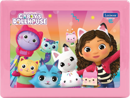 LEXIBOOK, Casa de Bonecas da Gabby, Computador educativo bilíngue INGLÊS/FRANCÊS, Brinquedo para crianças com 124 atividades e jogos de linguagem, escrita, matemática, lógica e música, Rosa/Azul, JC598GDHi1