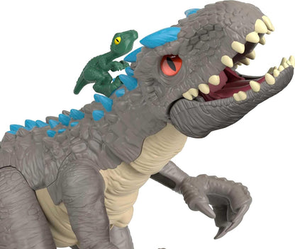 Imaginext Jurassic World Indominus Rex Dinossauro de Brinquedo com Ação de Movimento e Figura de Raptor para Brincadeiras de Faz de Conta para Crianças a partir de 3 Anos, GMR16