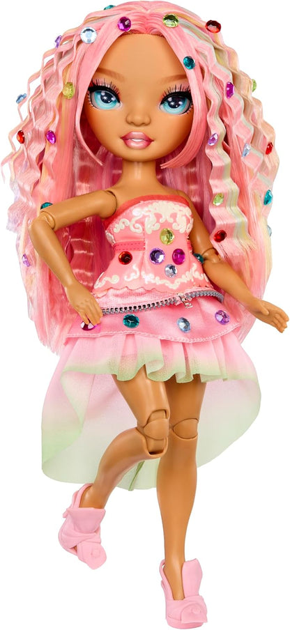 Rainbow High Be Dazzling - Adeline Rose - Boneca Fashion Rosa de 28cm com Ferramenta para Aplicar Brilho, Gemas Brilhantes e Acessórios de Estilo