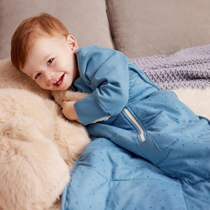 Love To Dream™ Saco de dormir , 18-36 meses - Azul Pebbles Storm | Manga comprida, leve, vestível e edredom | 2,5 Tog, ideal para inverno e outono (16–20 °C) | Algodão lavável à máquina e zíper duplo