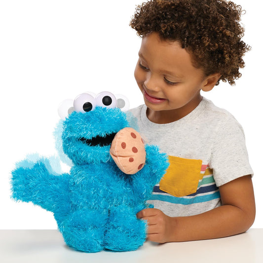 Pelúcia do Monstro das Bolachas Nom Nom da Vila Sésamo, 34 cm, com sons e movimentos, azul, da Just Play. Brinquedo infantil para crianças a partir de 18 meses.