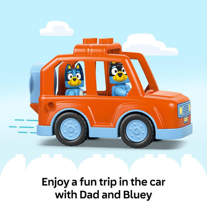 LEGO 10458 DUPLO Bluey: Viagem de Sorvete com Bluey - Brinquedo Educativo de Habilidades Motoras para Crianças, com Carrinho de Brinquedo e Suporte de Sorvete, além de 2 Figuras, incluindo Bandit - Presente para Meninas e Meninos a partir de 2 Anos -