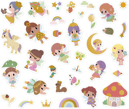 Janod - Pacote com 200 adesivos - Adesivos Autocolantes - Tema Fada - A partir de 3 anos - Lazer Criativo para Crianças - Coordenação Motora Fina e Concentração - J09195