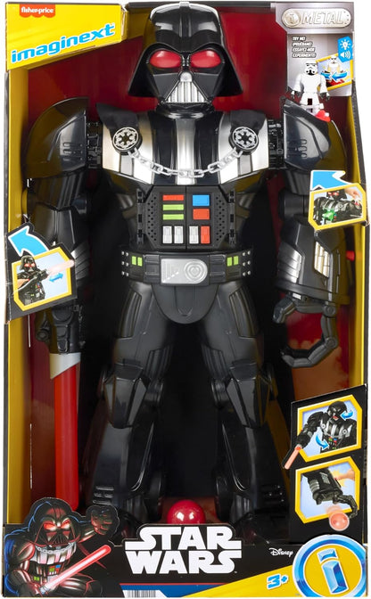 Fisher-Price Imaginext STAR WARS Darth Vader Robô de 60 cm de altura, com luzes, sons e chave de metal do Stormtrooper para crianças a partir de 3 anos, HXG51