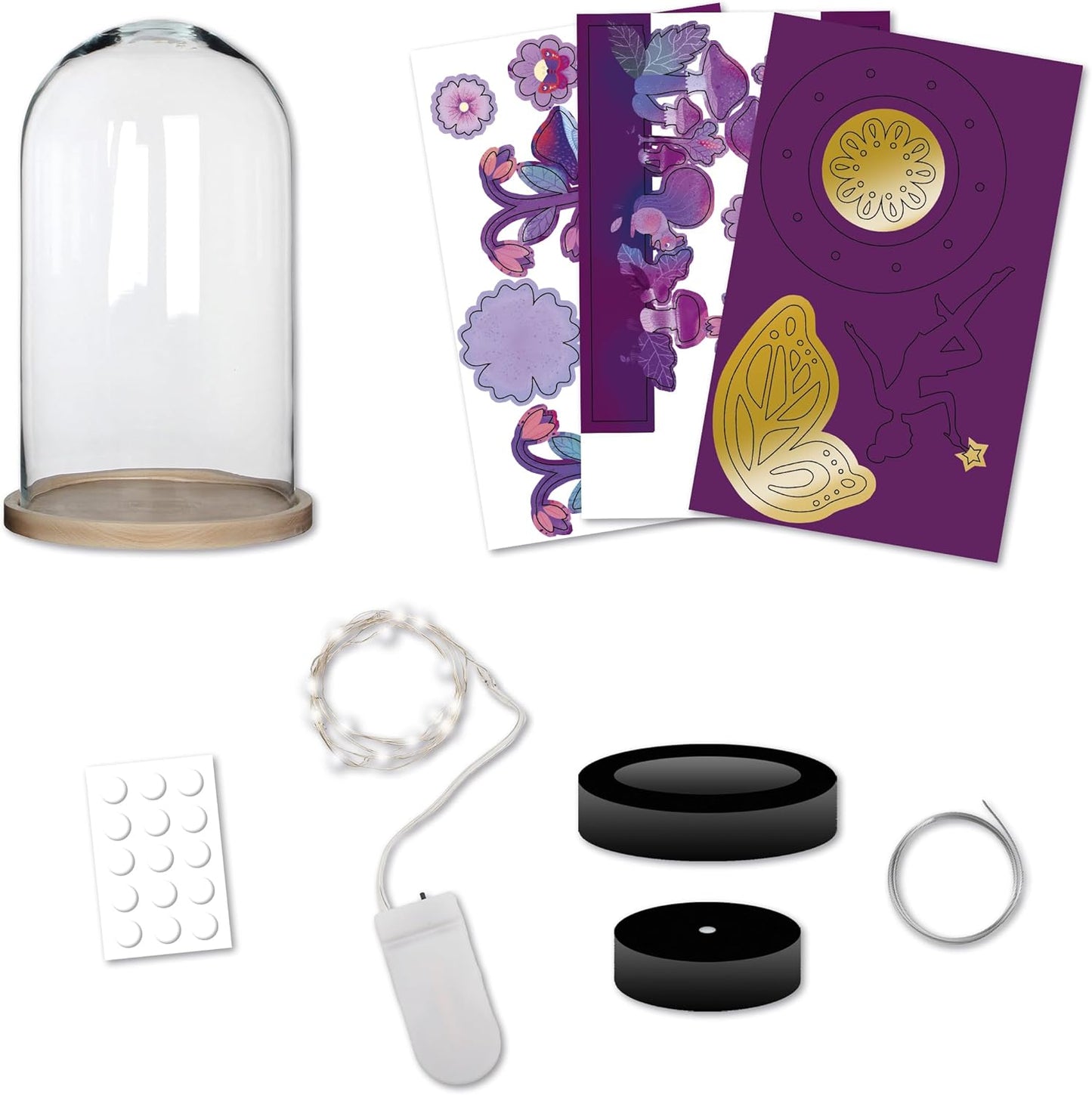 Janod - Sino luminoso para criar - Tema de fadas - Guirlanda luminosa com pilhas incluídas - Les Ateliers Déco - Kit de lazer criativo infantil - Habilidades motoras finas e concentração - A partir de 7 anos