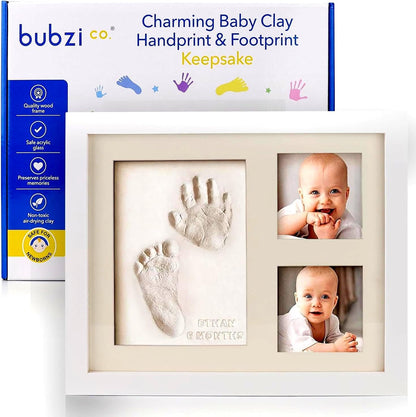 Bubzi Co Kit de criação de pegadas e impressões de mãos, fotos emolduradas para recém-nascidos, meninos e meninas, presentes para bebês, presente personalizado para marcos de bebês, porta-retratos de arte de memória para decoração