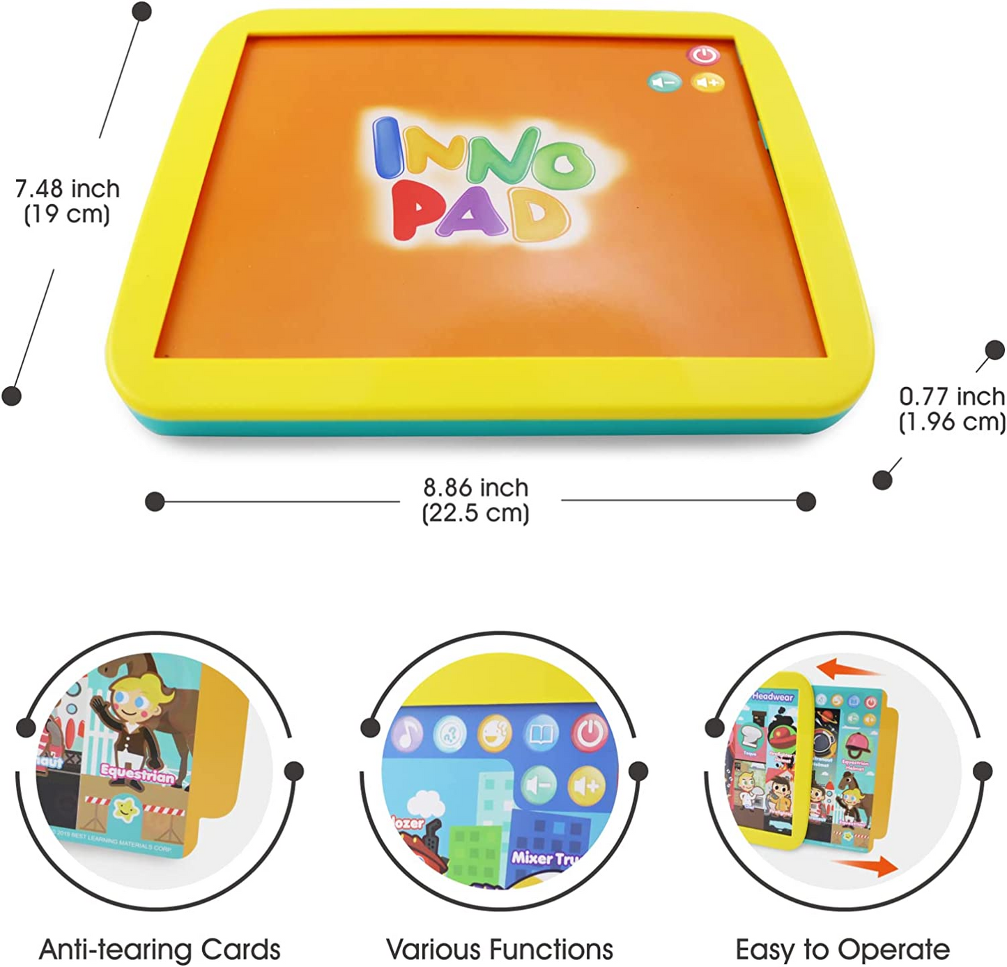 BEST LEARNING INNO PAD Smart Fun Lessons - Tablet Toy educacional para aprender alfabeto, números, cores, formas, animais, tempo para crianças de 2 a 5 anos