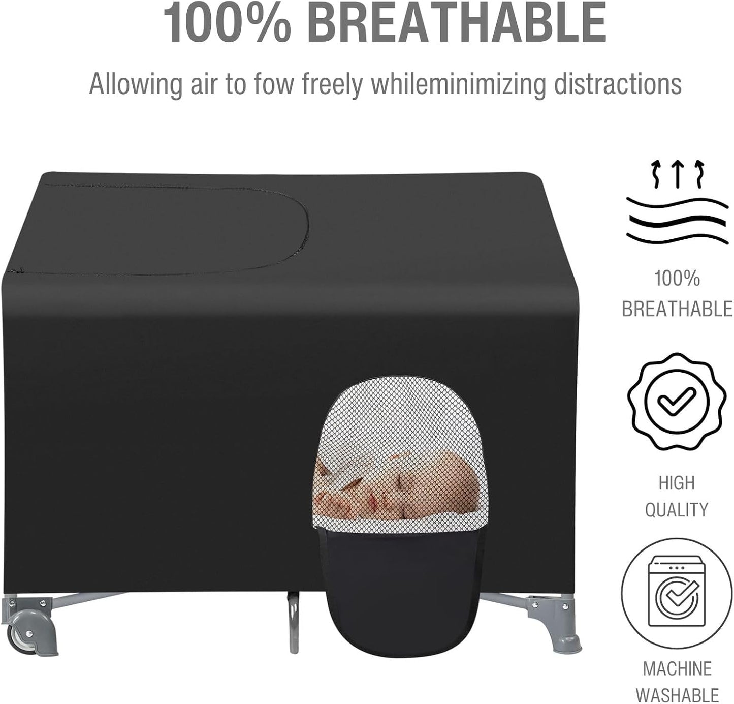 PandaEar Capa de proteção contra opacidade para berço portátil, capa protetora contra opacidade para berço portátil, tenda de proteção contra opacidade respirável e elástica para berço, para uso interno e externo.